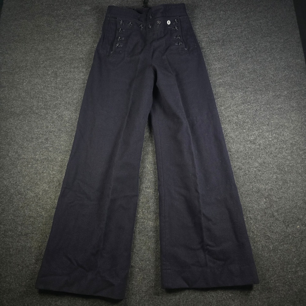 Vtg 60s US Navy Bell Bottom Pants Wool Sailor Blue Cracker Jack (Fits 28x29)